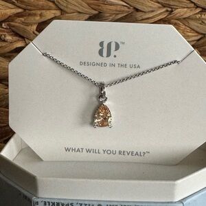 A Toast To Us Smokey Topaz Cubic Zirconia Necklace - Rhodium Plating - Silver